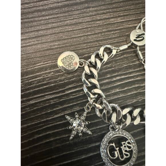 Vintage Guess Rhinestone Charm Bracelet w/ Adjustable Clasp - Picture 5 of 5